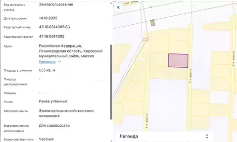 Участок в Ленинградская область, Кировский район, Мгинское городское ...