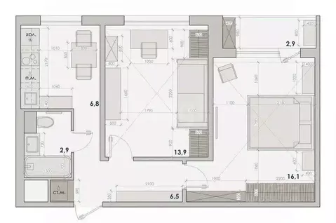 2-к кв. Тульская область, Тула ул. Максима Горького, 51 (54.6 м)