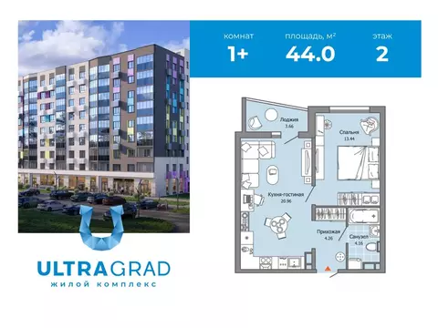 1-к кв. Ульяновская область, Ульяновск Юго-Западный мкр, Ультраград ...