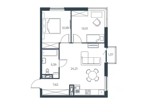2-к кв. Астраханская область, Астрахань Татарская Слобода кв-л,  ...