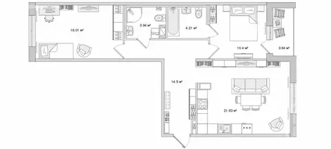 2-комнатная квартира: Санкт-Петербург, Белоостровская улица, 10к2 ...