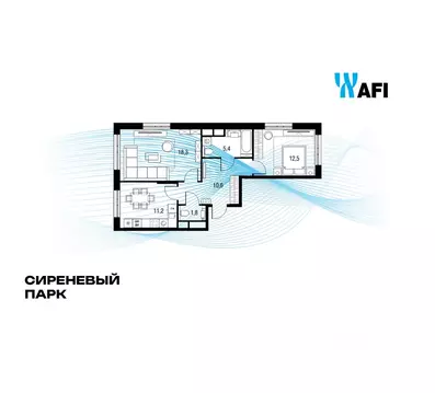 2-к кв. Москва Сиреневый парк жилой комплекс (59.7 м)
