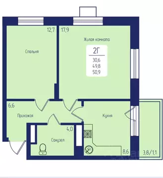 2-к кв. Красноярский край, Красноярск Свободный просп., 66Р (50.0 м)