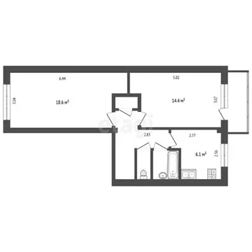 2-комнатная квартира: Калуга, микрорайон Турынино, Турынинская улица, ...