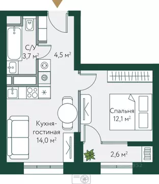 1-к кв. Волгоградская область, Волгоград Новосибирская ул., 74с1 ...