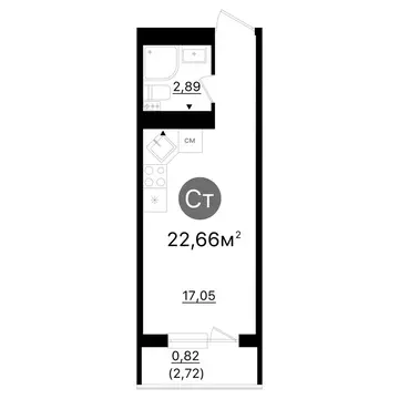 Квартира-студия: Самара, Промышленный район (20.76 м)