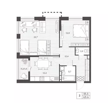 2-к кв. Дагестан, Дербент ул. Сальмана (63.6 м)