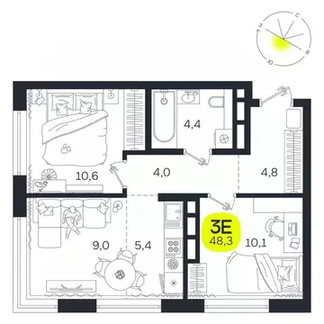 3-к кв. Свердловская область, Екатеринбург Южная Ботаника жилрайон, ...