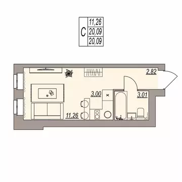 Студия Волгоградская область, Волгоград ул. Расула Гамзатова (20.09 м)