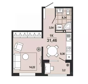 1-к кв. Алтайский край, Новоалтайск  (33.06 м)
