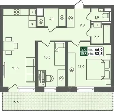 2-к кв. Курганская область, Курган Заозерный жилрайон, 6А мкр, 25/4 ...
