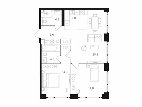 2-комнатная квартира: Москва, ЖК Назаре (70.4 м)