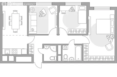 3-комнатная квартира: Мытищи, Тенистый бульвар, 9 (69.91 м)