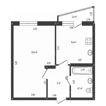 1-к кв. Башкортостан, Уфа ул. Генерала Кусимова, 19 (35.8 м)