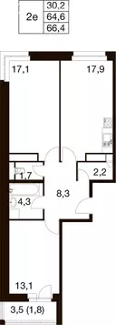 3-комнатная квартира: Балашиха, микрорайон Гагарина, Проектная улица, ...