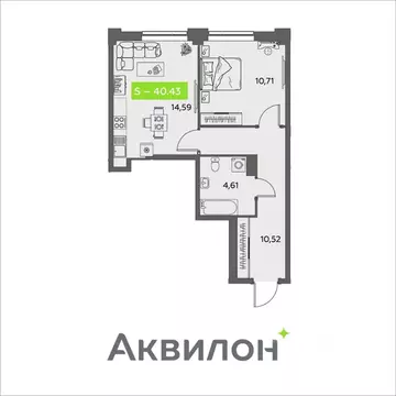 1-к кв. Архангельская область, Архангельск ул. Розы Шаниной, 4 (40.43 ...