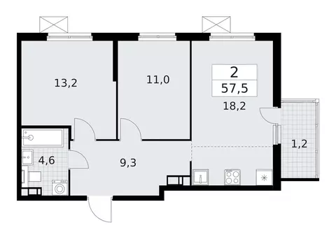 2-комнатная квартира: Лаголово, жилой комплекс А101 Лаголово, 1.3-1 ...