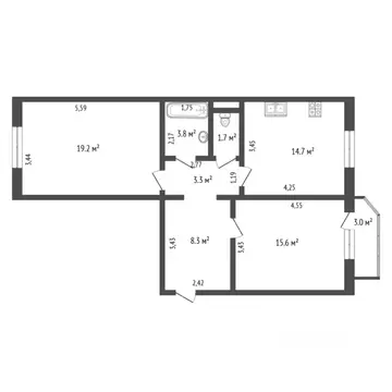 2-к кв. Тюменская область, Тюмень Восточный-2 мкр, ул. Ивана Словцова, ...