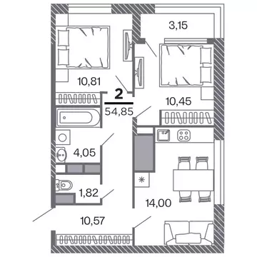 2-к кв. Рязанская область, Рязань Петра и Февронии жилой комплекс ...