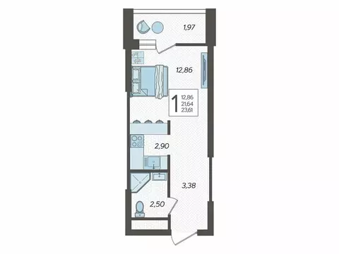Квартира-студия: Сочи, микрорайон Бытха, Ясногорская улица, 16/2к10 ...