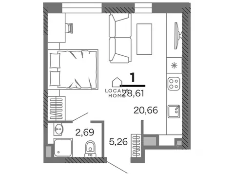 Студия Рязанская область, Рязань Олимпийский городок мкр, 10 (28.61 м)
