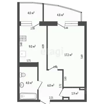 Студия Тюменская область, Тюмень ул. Чернышевского, 2а (38.1 м)