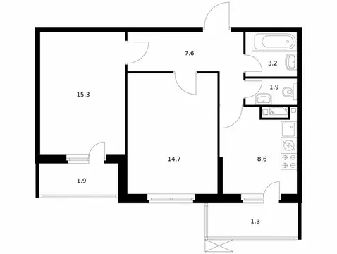 2-комнатная квартира: Москва, Муравская улица, 44к2 (54.5 м)