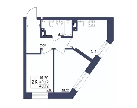 2-к кв. Башкортостан, Уфа Космос жилой комплекс, лит1 (40.12 м)