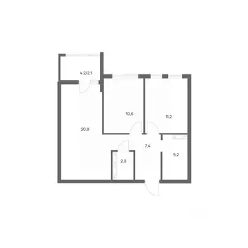 2-к кв. Калининградская область, Калининград ул. Юрия Гагарина, 30 ...