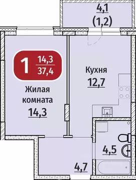 1-к кв. Чувашия, Чебоксары Гражданская ул., 97к1 (37.4 м)