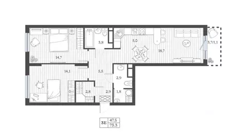 3-к кв. Дагестан, Дербент ул. Сальмана (72.05 м)