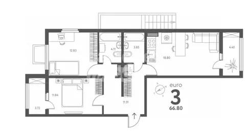 2-комнатная квартира: Липецк, улица Механизаторов, 15А (66.8 м)