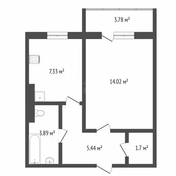 1-комнатная квартира: Тобольск, микрорайон Центральный, 22 (40.5 м)