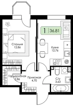 1-к кв. Ленинградская область, Всеволожский район, Романовское с/пос, ...