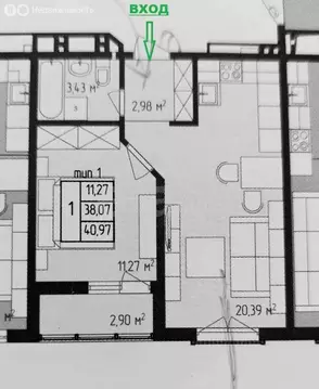 1-комнатная квартира: Анапа, Супсехское шоссе, 39к10 (40.97 м)