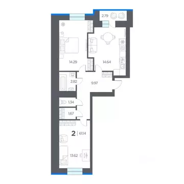 2-к кв. Рязанская область, Рязанский район, Дядьковское с/пос, с. ...