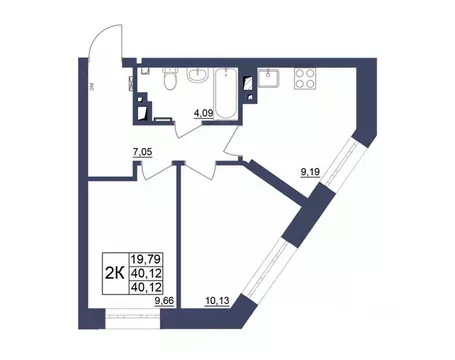 2-к кв. Башкортостан, Уфа Космос жилой комплекс, лит1 (40.12 м)