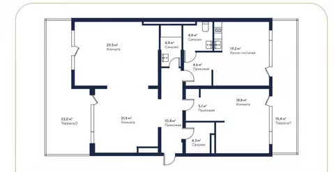 4-комнатная квартира: Заозёрное, улица Аллея Дружбы, 2Д (161.7 м)