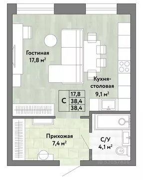 1-к кв. Хабаровский край, Хабаровск Грин 2 жилой комплекс (38.4 м)