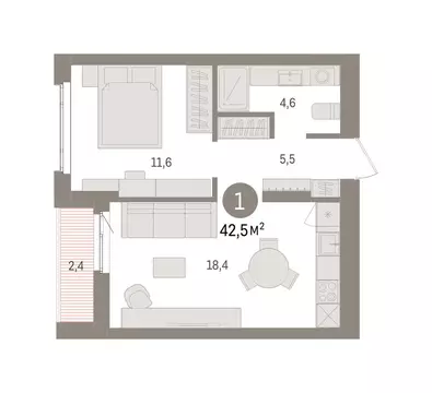 1-комнатная квартира: Екатеринбург, жилой район Сортировочный, ...