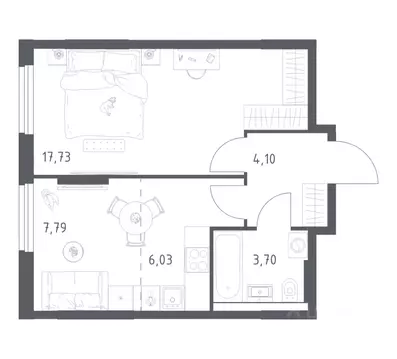 1-к кв. Башкортостан, Уфа ул. Минигали Губайдуллина, 8к9 (39.35 м)