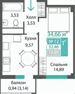 1-к кв. Крым, Симферопольский район, с. Мирное ПроПолис жилой комплекс ...