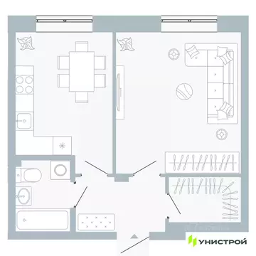 1-к кв. Пермский край, Пермь Рионская ул., 4А (40.83 м)