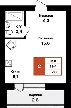 1-к кв. Башкортостан, Уфа Цветы Башкирии жилрайон,  (32.0 м)