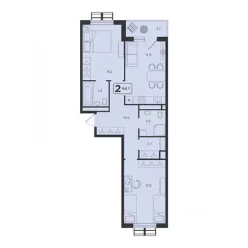 2-к кв. Тюменская область, Тюмень  (64.1 м)