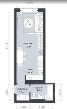 Студия Башкортостан, Уфа ул. Братьев Кадомцевых, 17 (31.5 м)