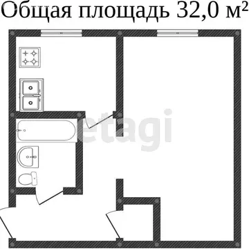 1-комнатная квартира: Миасс, улица 8 Марта, 171 (32 м)