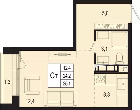 Квартира-студия: Московская область, городской округ Подольск, деревня ...