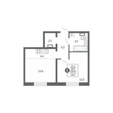 2-к кв. Кировская область, Киров ул. Потребкооперации, 34 (38.9 м)