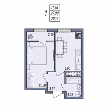 1-к кв. Волгоградская область, Волгоград ул. Тракторостроителей, 31/1 ...